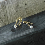 Joy Waterproof Assymetrical Lucky Pearl Earring 18K Gold Plating, Dansk Copenhagen