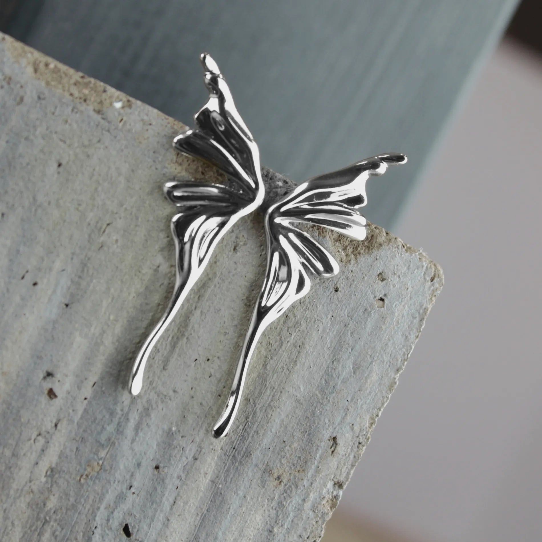 Courage Waterproof Wing Statement Earring Silver Plating, Dansk Copenhagen