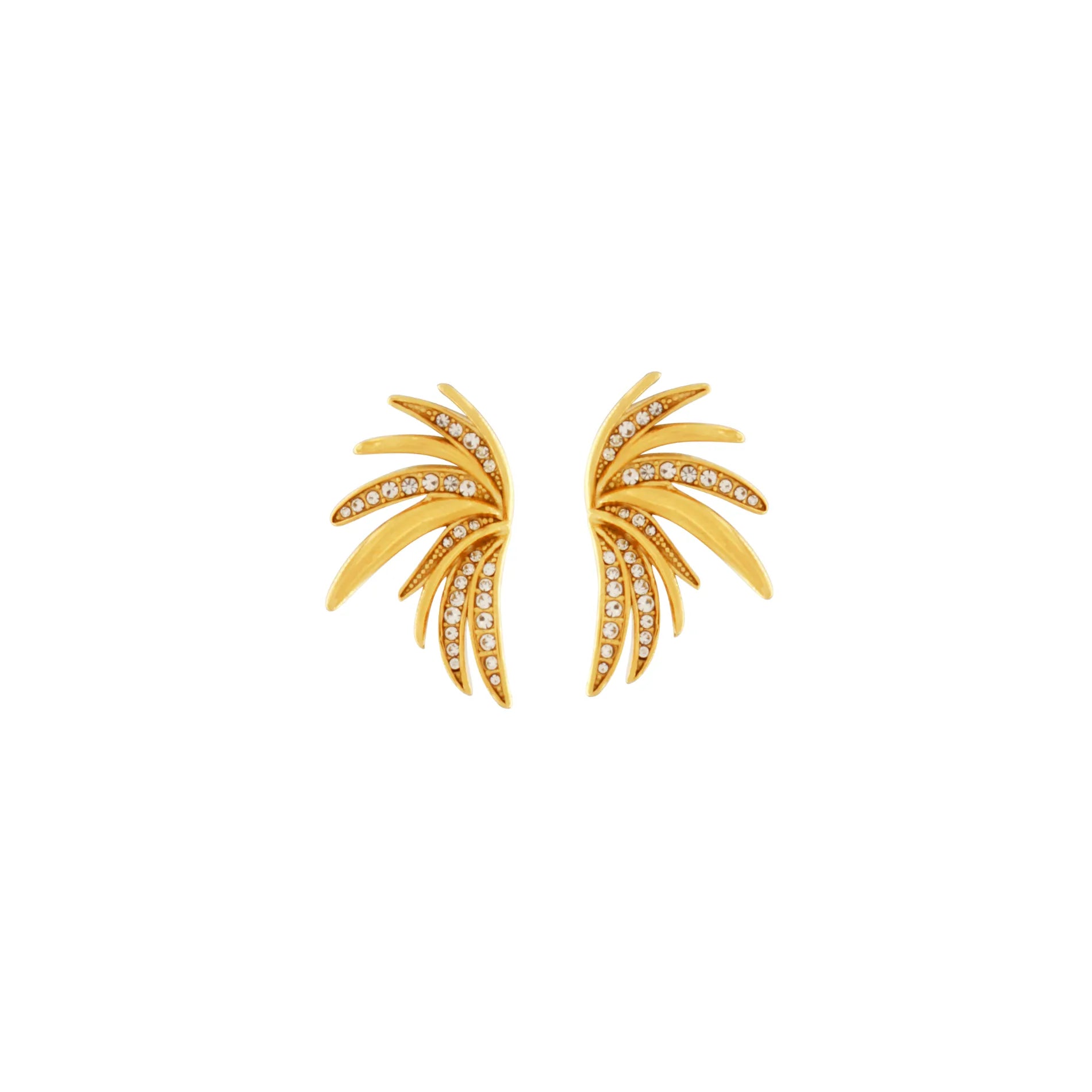 Joy Waterproof CZ Wing Statement Earring 18K Gold Plating, Dansk Copenhagen