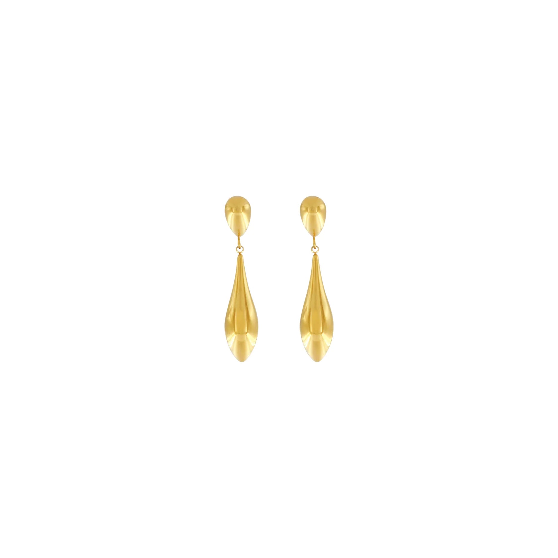Passion Waterproof Smooth Double Drop Earring 18K Gold Plating, Dansk Copenhagen