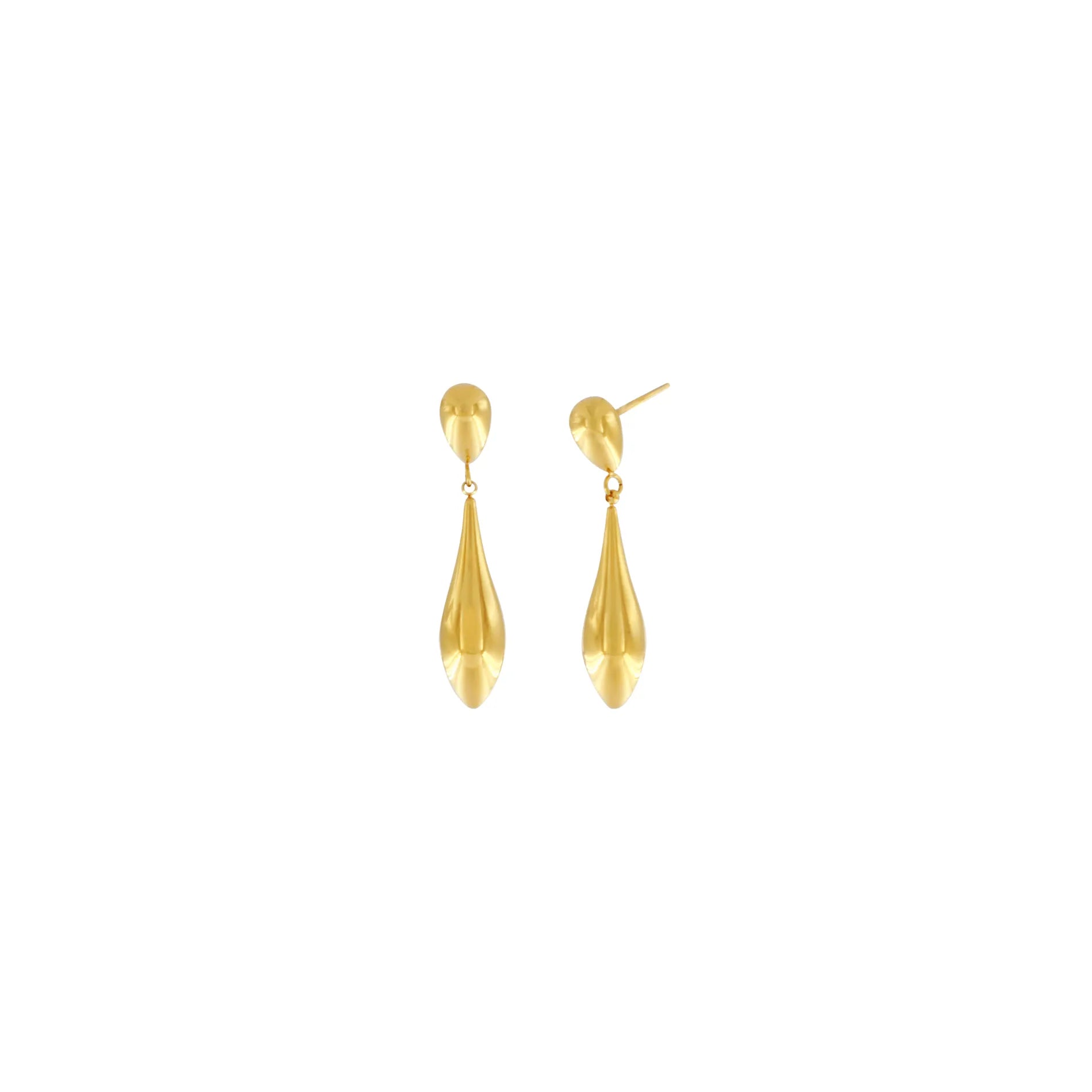 Passion Waterproof Smooth Double Drop Earring 18K Gold Plating, Dansk Copenhagen