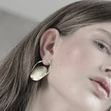 Courage Waterproof Brushed Artfull Round Statement Earring 18K Gold Plating