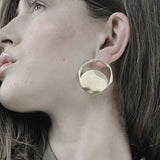 Courage Waterproof Brushed Artfull Round Statement Earring 18K Gold Plating