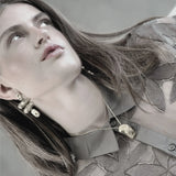 Courage Waterproof Brushed Organic Chandelier Earring Silver Plating