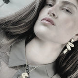 Courage Waterproof Brushed Organic Chandelier Earring Silver Plating