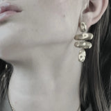 Courage Waterproof Brushed Organic Chandelier Earring Silver Plating