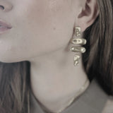 Courage Waterproof Brushed Organic Chandelier Earring Silver Plating