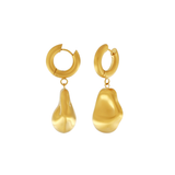 Courage Waterproof Brushed Oganic Statement Huggie Earring 18K Gold Plating