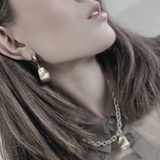 Courage Waterproof Brushed Oganic Statement Huggie Earring 18K Gold Plating