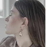 Courage Waterproof Brushed Oganic Statement Huggie Earring 18K Gold Plating