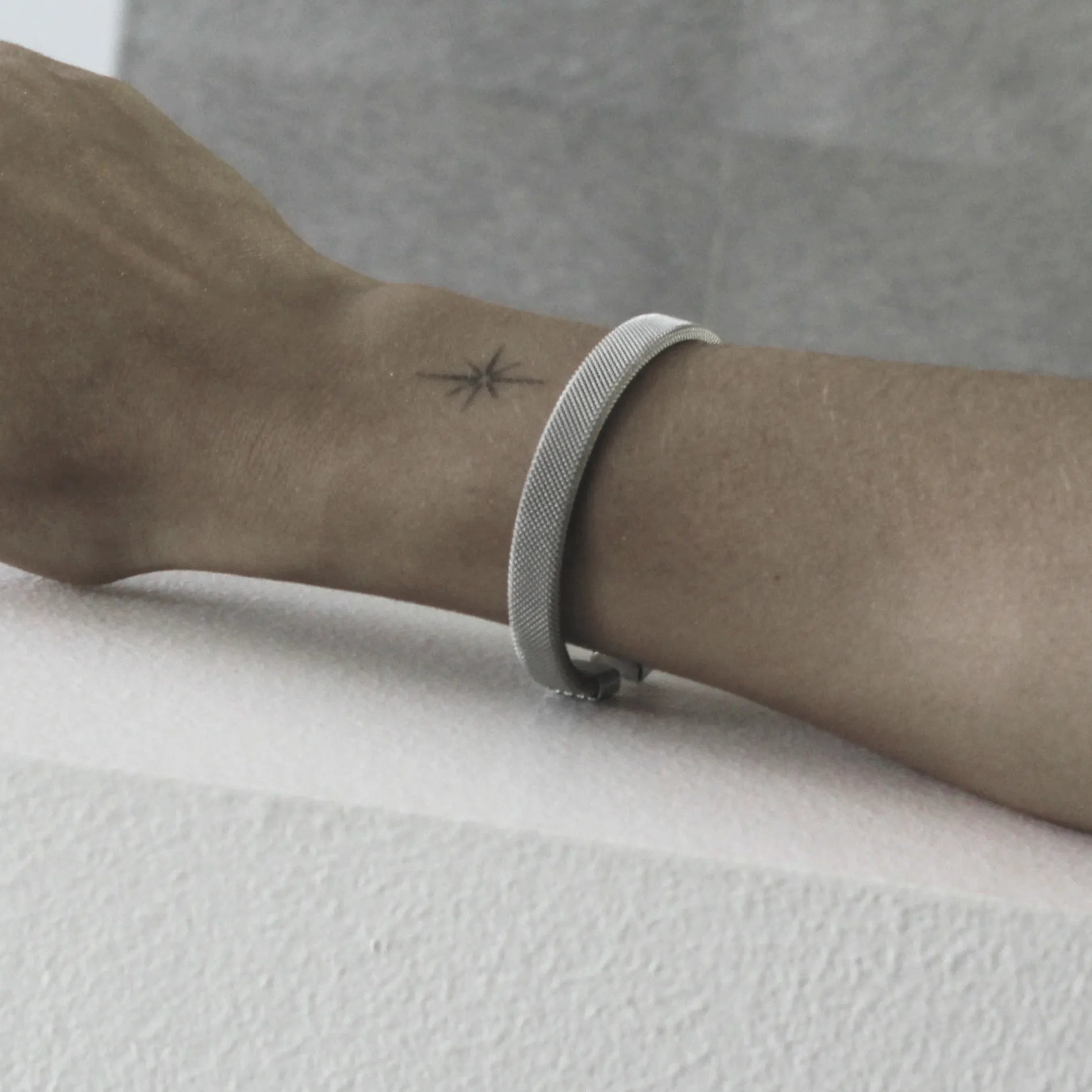 Passion Waterproof Mesh Cuff Bracelet Silver Plating, Dansk Copenhagen