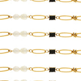 Joy Waterproof CZ & Pearl Link Bracelet 18K Gold Plating, Dansk Copenhagen