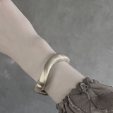 Courage Waterproof Brushed Organic Cuff Bracelet Silver Plating