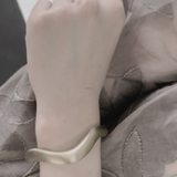 Courage Waterproof Brushed Organic Cuff Bracelet Silver Plating