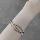Passion Waterproof 3 String Cuff Bracelet Silver Plating