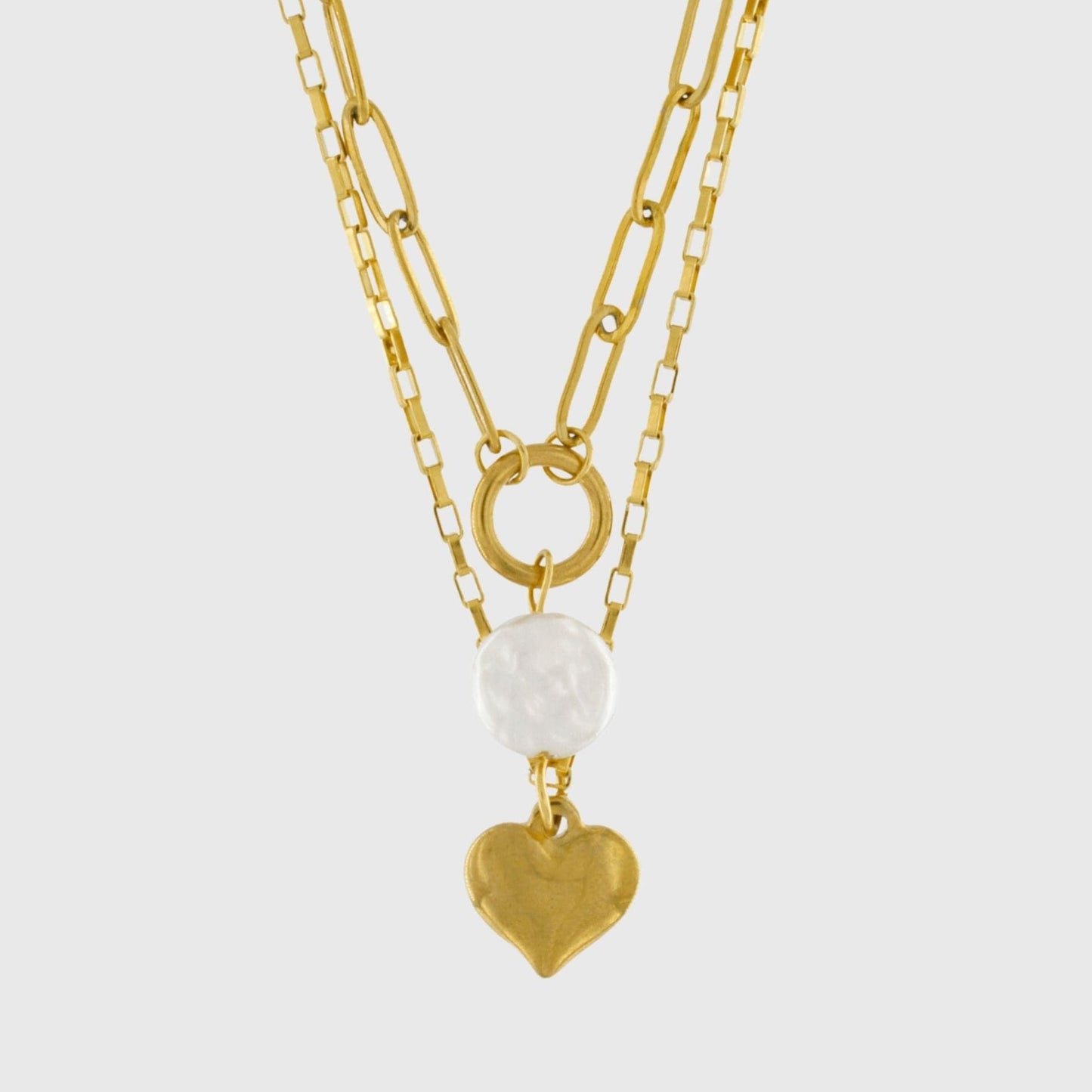Love Waterproof 2in1 Heart & Pearl Necklace 18 Carat GoldIDansk Copenhagen