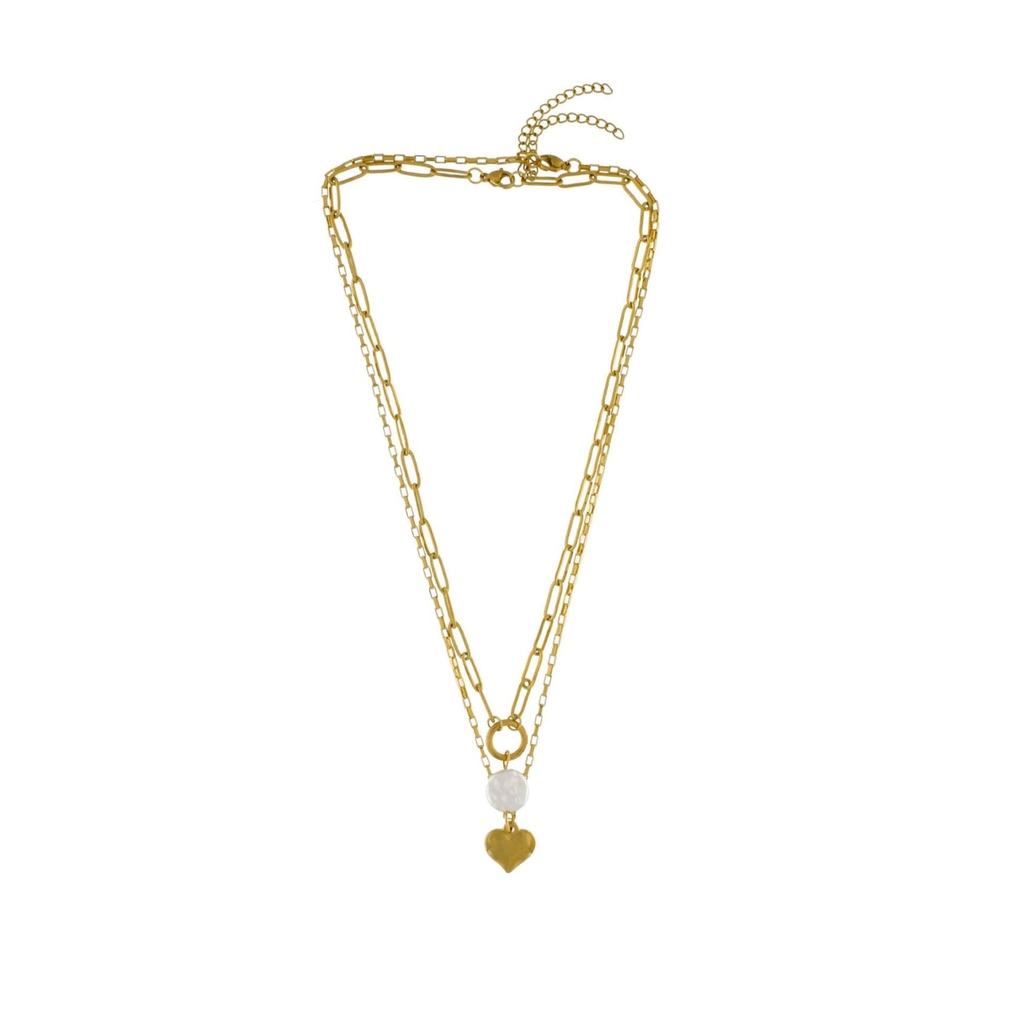 Love Waterproof 2in1 Heart & Pearl Necklace 18 Carat GoldIDansk Copenhagen