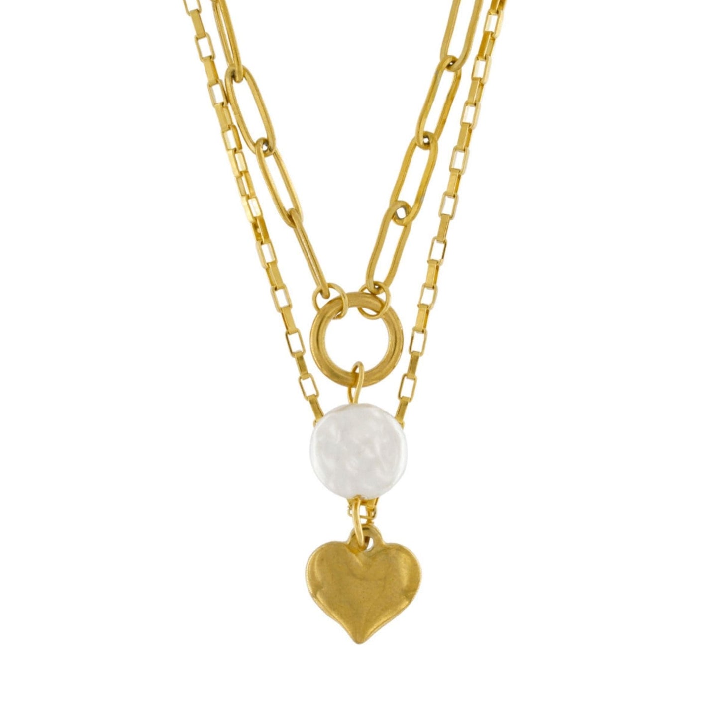 Love Waterproof 2in1 Heart & Pearl Necklace 18 Carat GoldIDansk Copenhagen