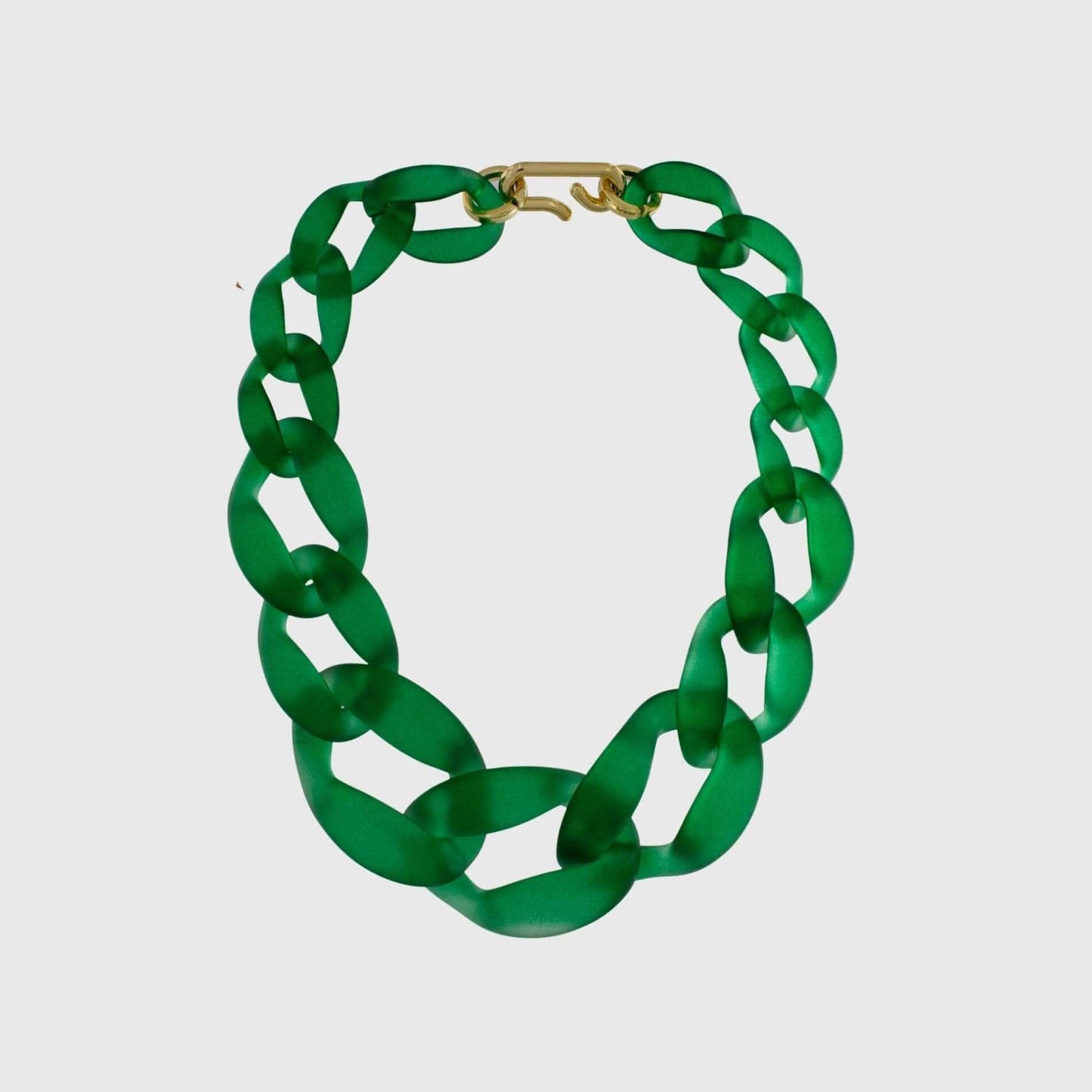 Courage Frosted Link Necklace, Green