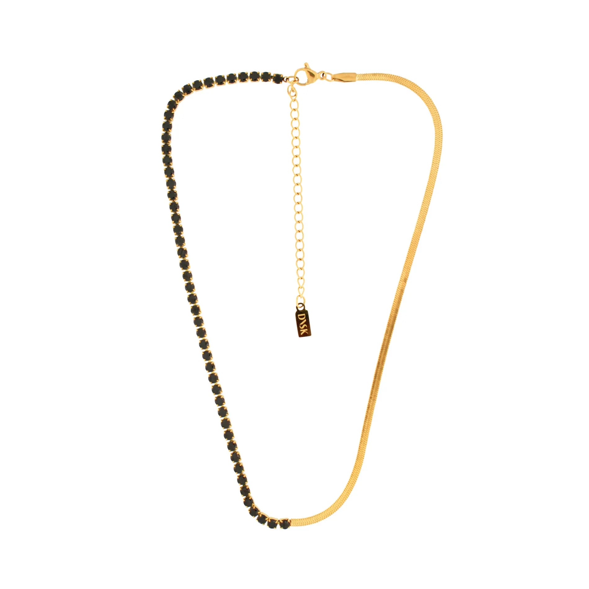 Joy Waterproof CZ & Herringbone Necklace 18K Gold Plating, Dansk Copenhagen