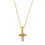 Love Waterproof Short Clear Multi CZ Soft Cross Necklace 18K Gold Plating, Dansk Copenhagen