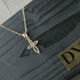 Love Waterproof Short Clear Multi CZ Soft Cross Necklace 18K Gold Plating, Dansk Copenhagen