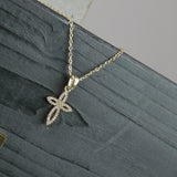 Love Waterproof Short Clear Multi CZ Soft Cross Necklace 18K Gold Plating, Dansk Copenhagen