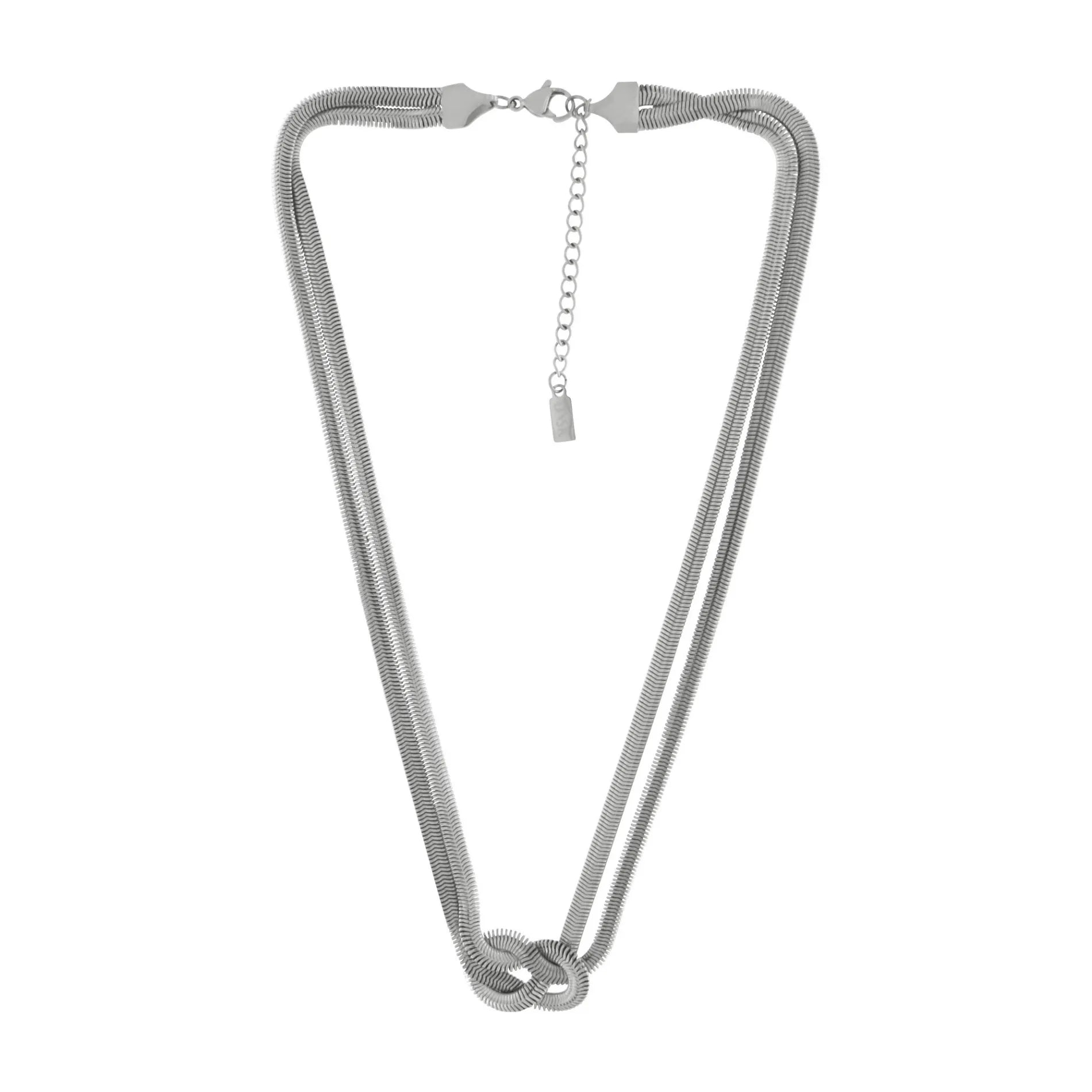 Passion Waterproof Short Knot Herringbone Necklace Silver Plating, Dansk Copenhagen