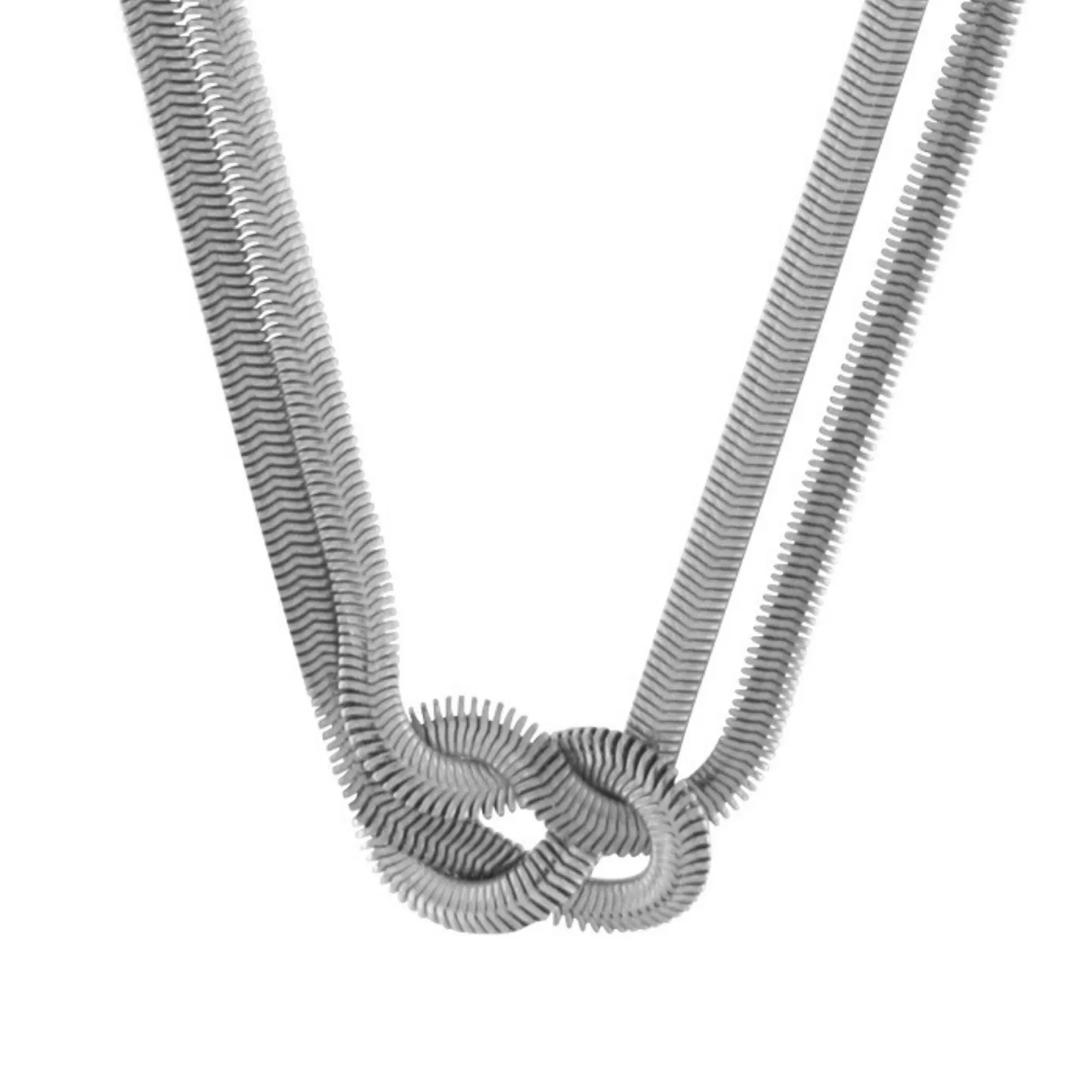Passion Waterproof Short Knot Herringbone Necklace Silver Plating, Dansk Copenhagen