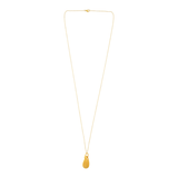 Courage Waterproof Long Brushed Oval Drop Necklace 18K Gold Plating
