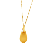 Courage Waterproof Long Brushed Oval Drop Necklace 18K Gold Plating