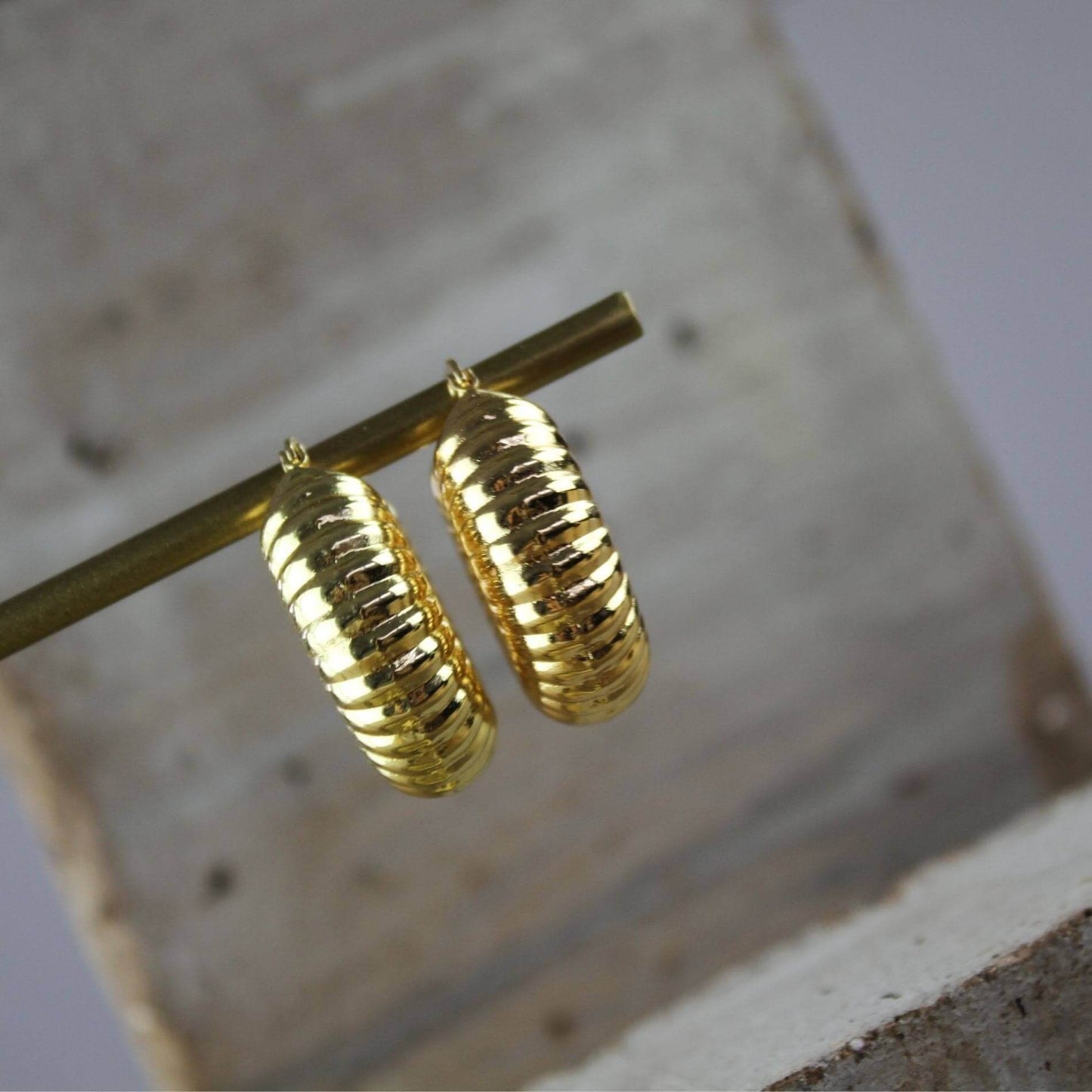 Courage Waterproof Ripple Statement Earring 18 Carat GoldIDansk Copenhagen