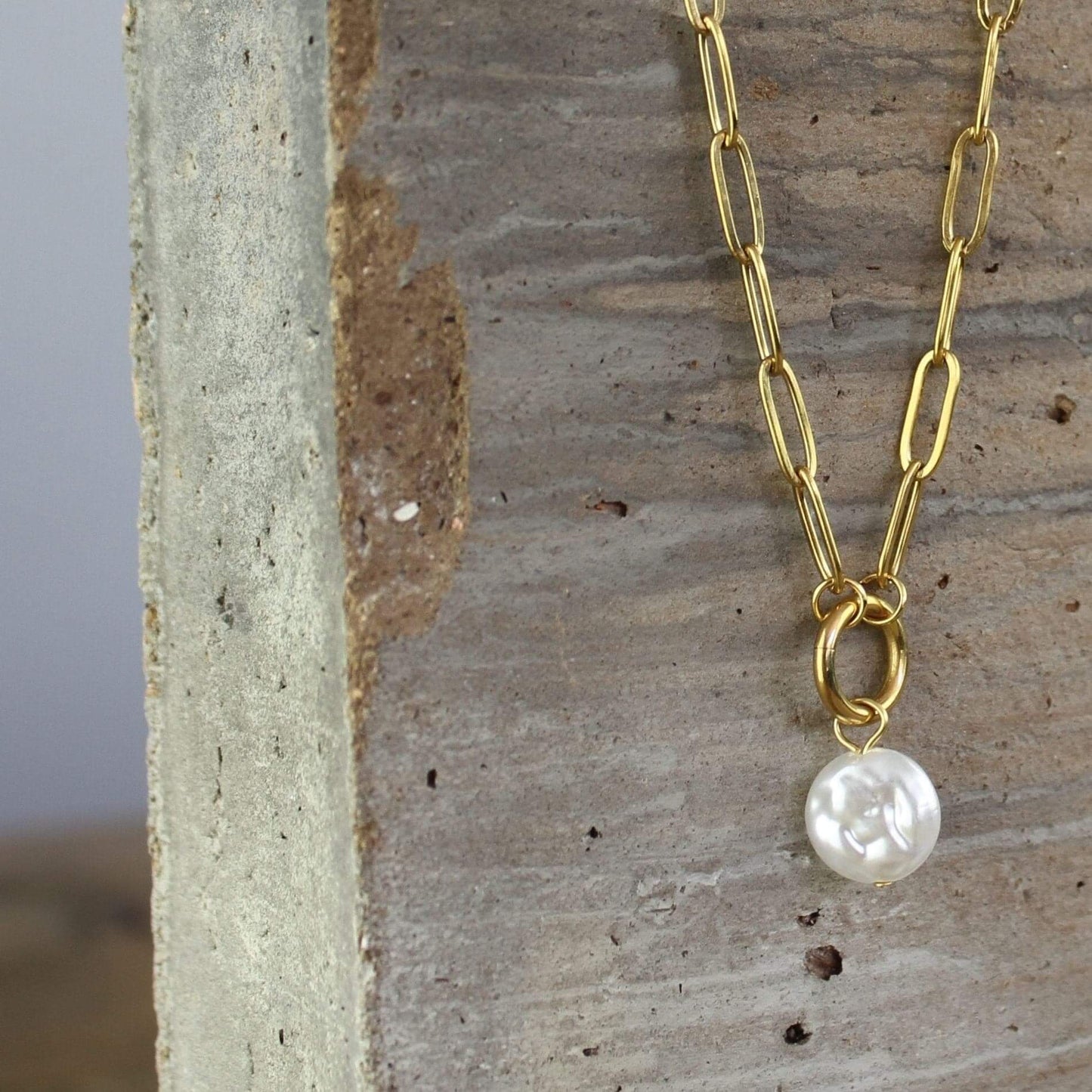 Love Waterproof 2in1 Heart & Pearl Necklace 18 Carat GoldIDansk Copenhagen