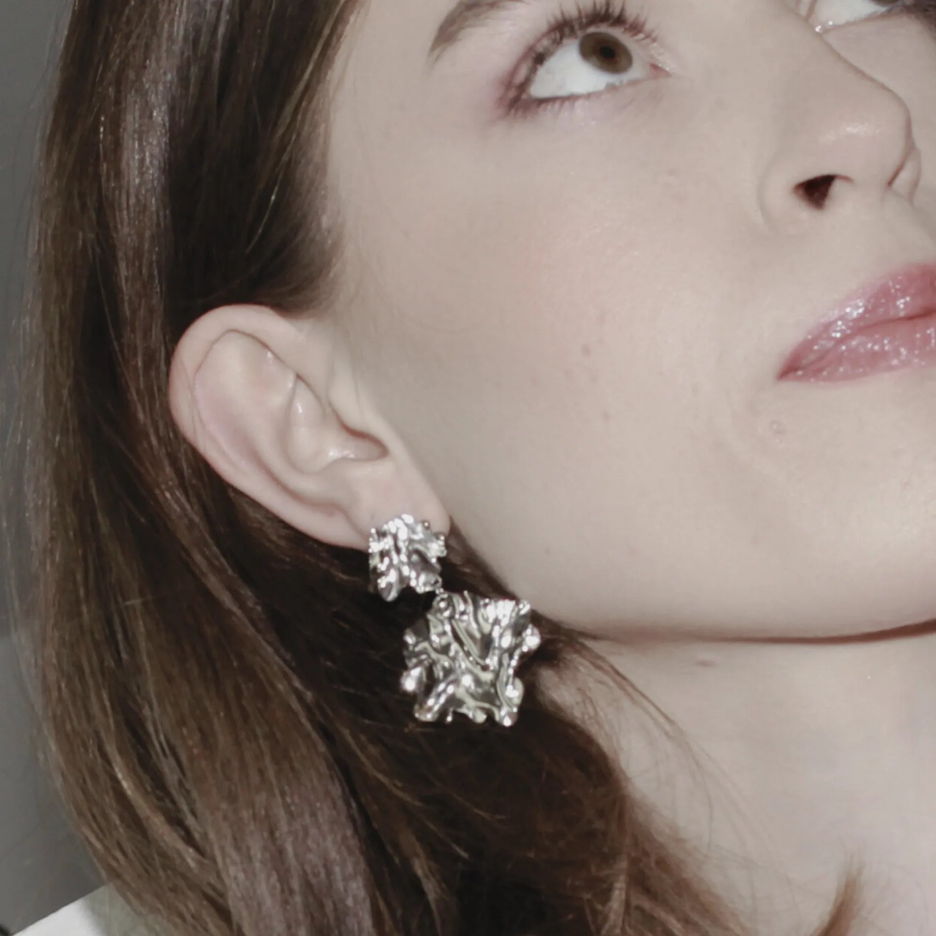 Courage Waterproof Quadrate Statement Earring Silver Plating, Dansk Copenhagen