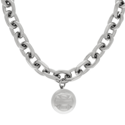 Courage Waterproof Short Mega Ball Necklace Silver Plating