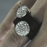 Audrey IN:STORE Kristallen Leren Ring Verguld