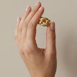 Courage Waterproof Opvallende ring met grove schakels, 18-karaats verguld