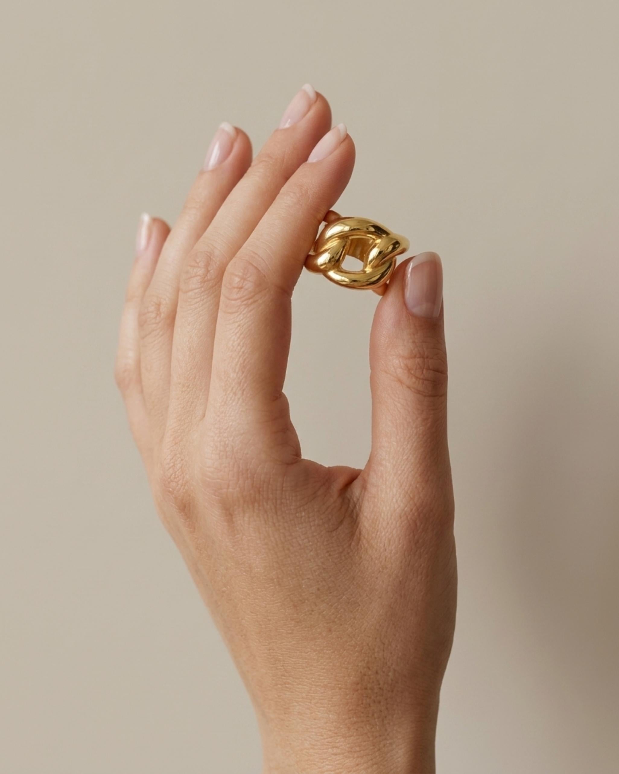 Courage Waterproof Opvallende ring met grove schakels, 18-karaats verguld
