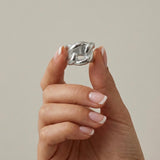 Courage Waterproof Opvallende ring met grove schakels, verzilverd