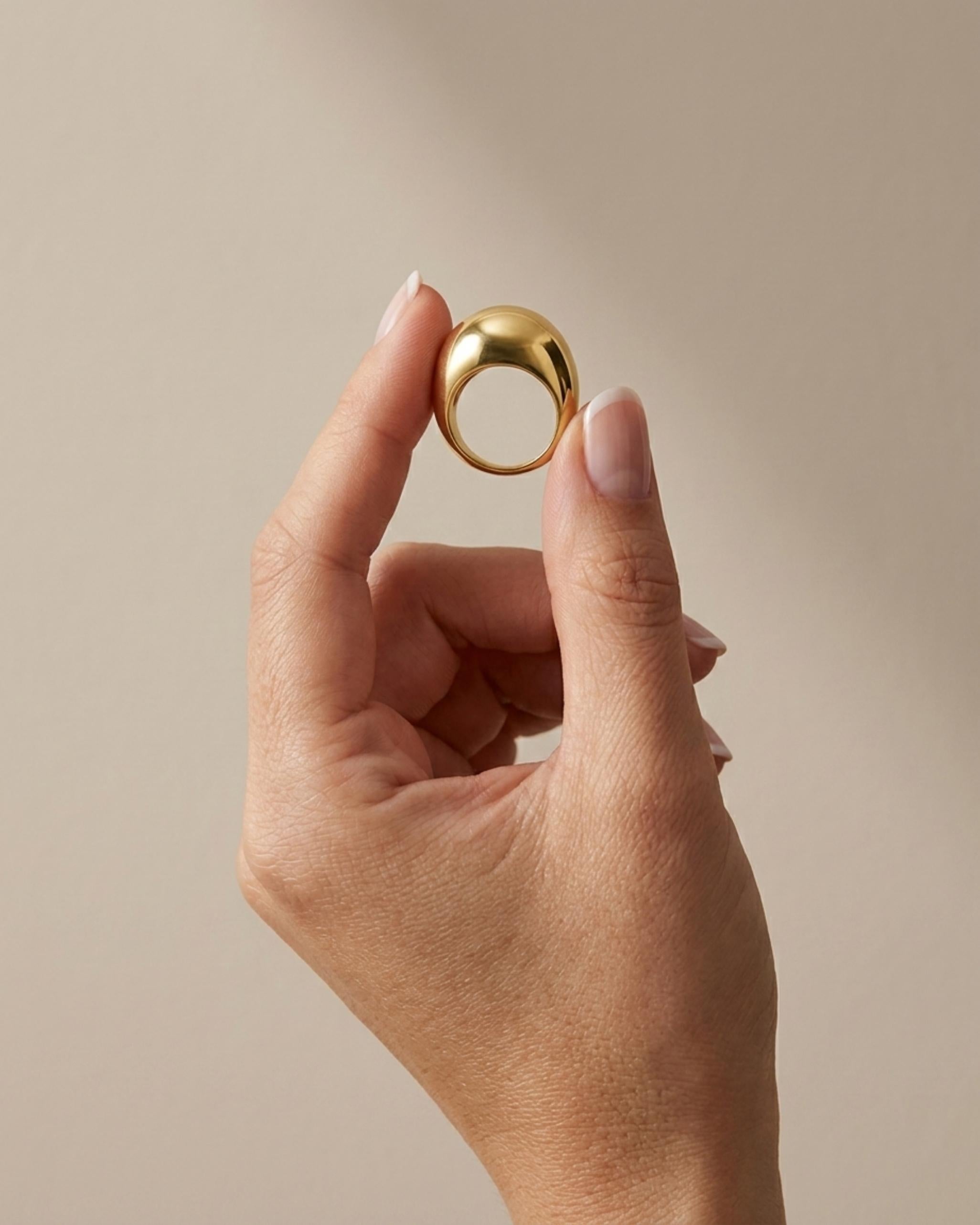 Courage Waterproof Opvallende ring met bolvormig ontwerp, 18-karaats verguld