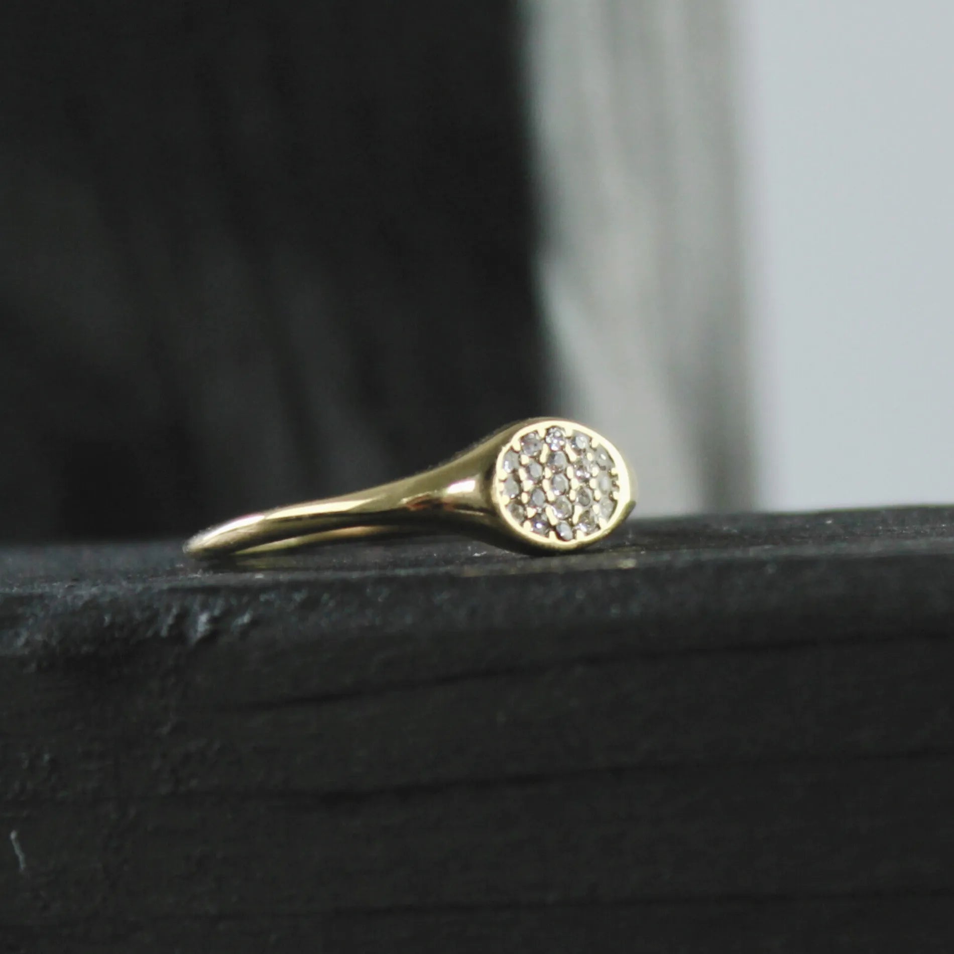 Joy Waterproof CZ Circle Signet Ring 18K Gold Plating, Dansk Copenhagen