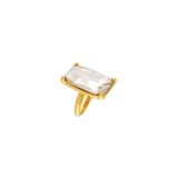 Joy Waterproof Claro CZ Mega Declaración Anillo 18K chapado en oro