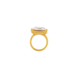 Joy Waterproof Claro CZ Mega Declaración Anillo 18K chapado en oro