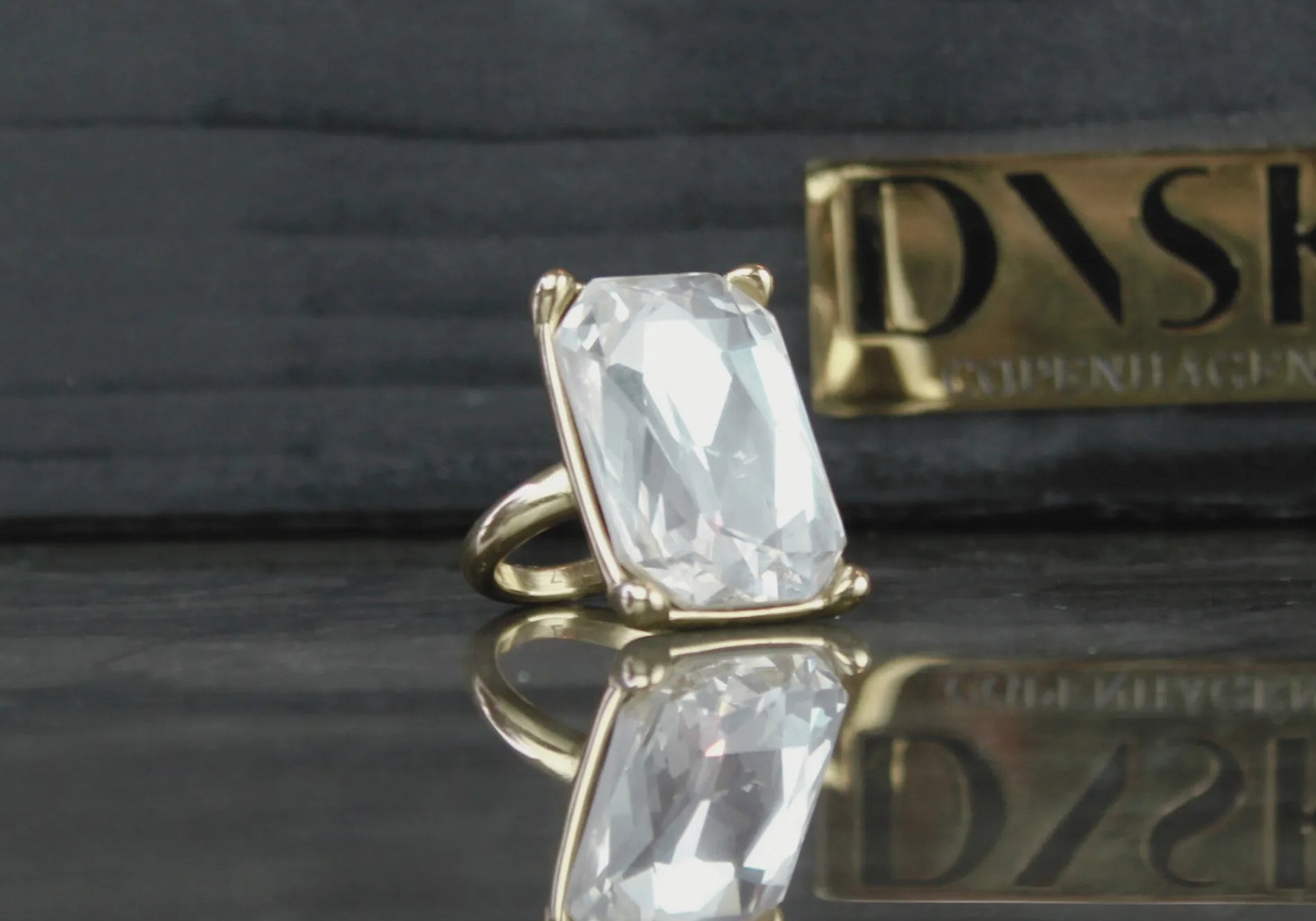 Joy Waterproof Bague en CZ clair plaqué or 18K, Dansk Copenhagen