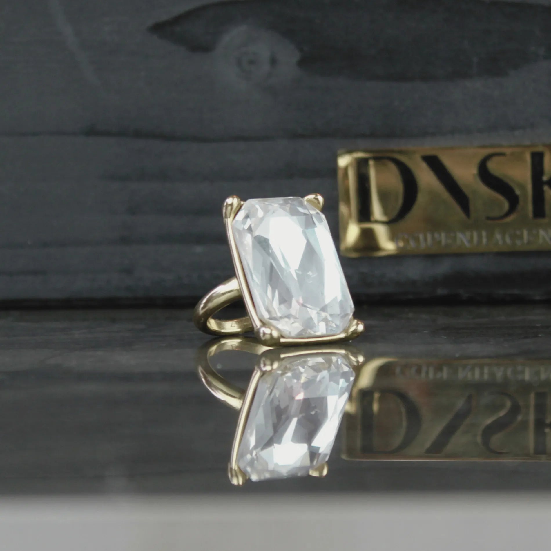 Joy Waterproof Clear CZ Mega Statement Ring 18K Gold Plating, Dansk Copenhagen