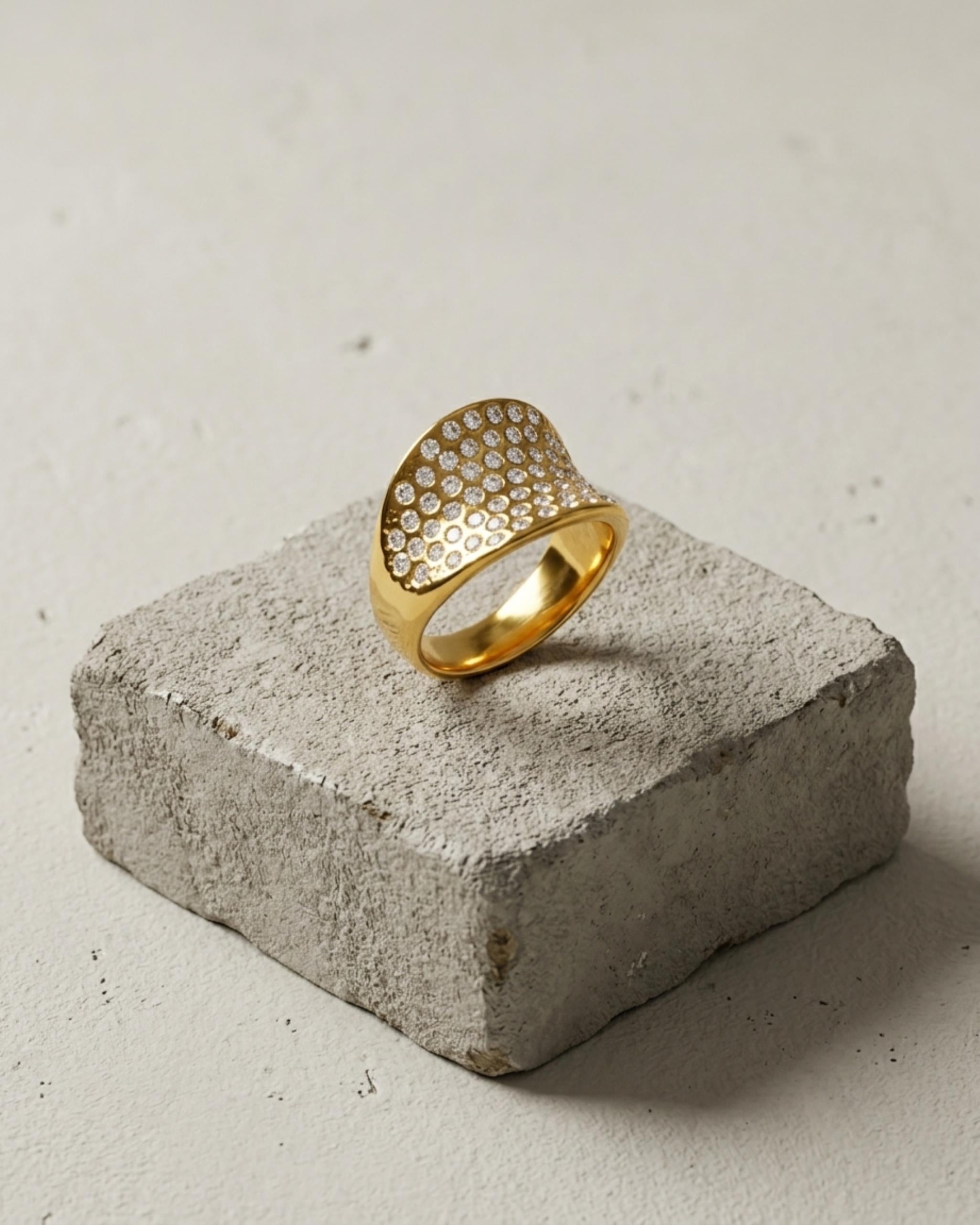 Joy Waterproof Ring met heldere, veelzijdige CZ-steentjes, 18-karaats verguld