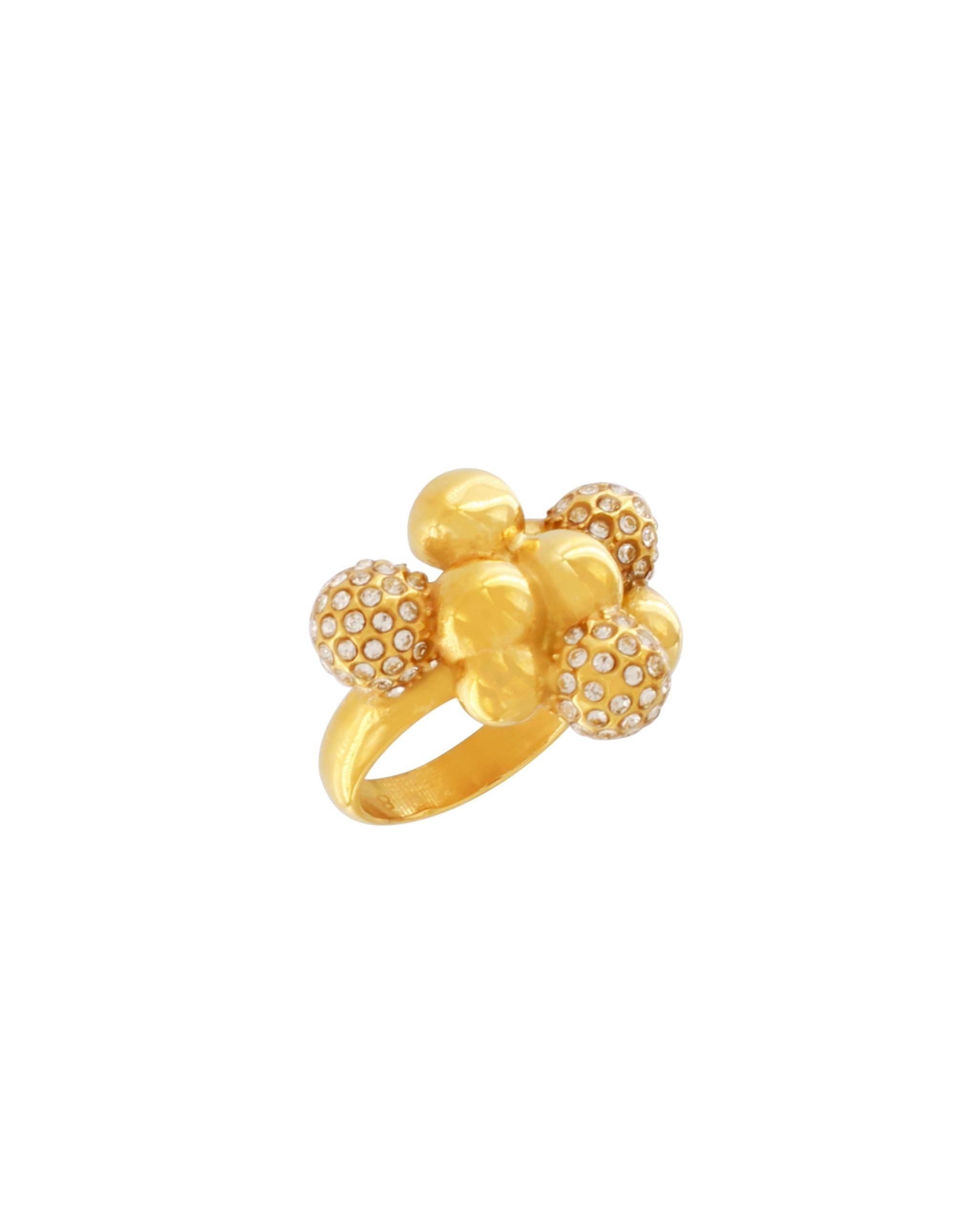 Joy Waterproof Ring met meerdere bolletjes en heldere CZ-steentjes, 18-karaats verguld