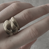 Courage Waterproof Bague brossée à 4 rangs plaqué argent