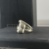 Courage Waterproof Bague brossée à 4 rangs plaqué argent