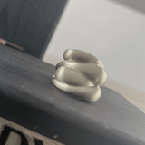 Courage Waterproof Bague brossée à 4 rangs plaqué argent